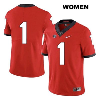 Women's Georgia Bulldogs NCAA #1 Divaad Wilson Nike Stitched Red Legend Authentic No Name College Football Jersey KCM8154GS